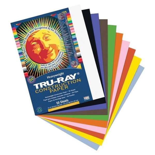 Tru-Ray Tru-Ray 054933 Sulphite Acid-Free Non-Toxic Construction Paper; Assorted; Pack 50 54933